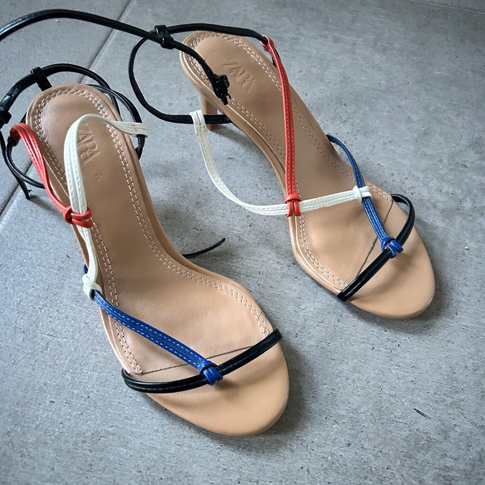 Zara Multicolor Strappy Heeled Sandals